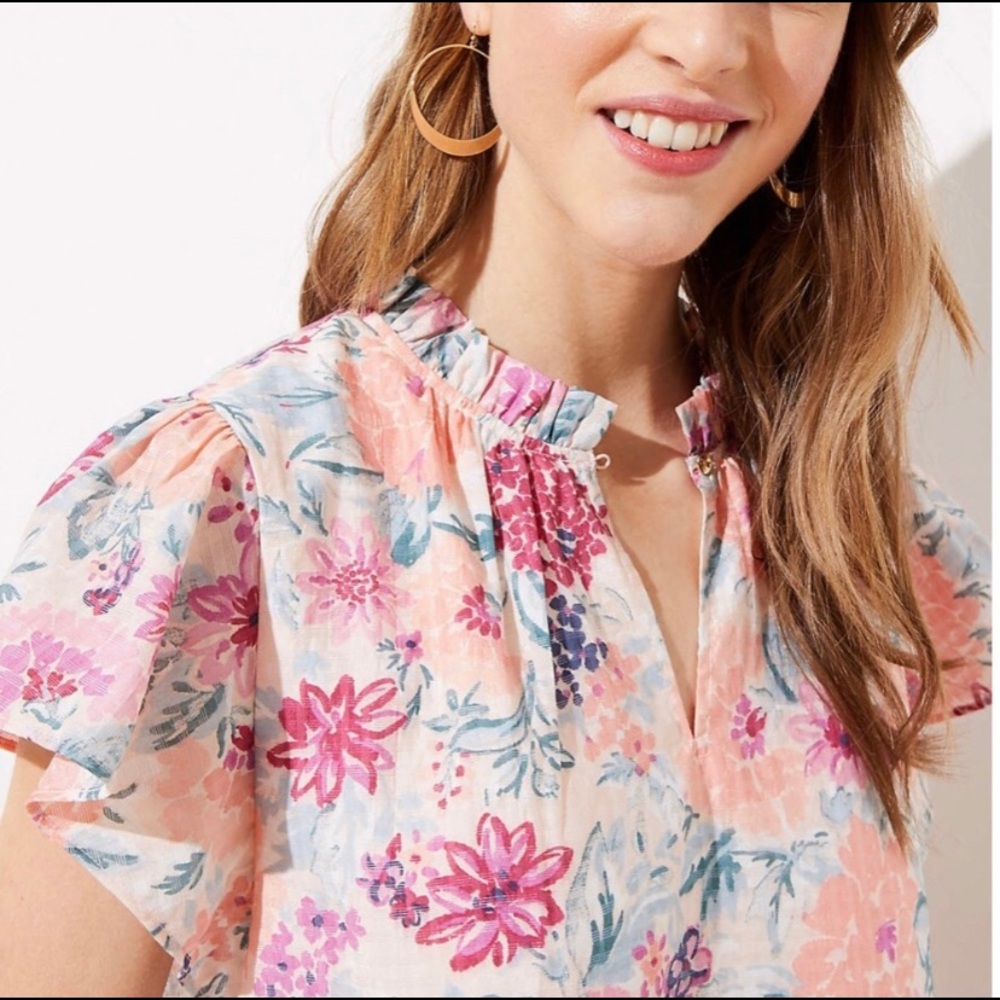 NWT Loft Floral Flutter Flounce Dress